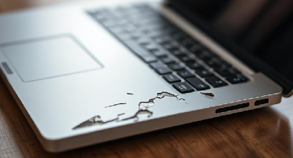 laptop with visible damage