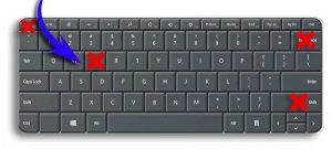 Keyboard picture marked with red cross few keys do not work
